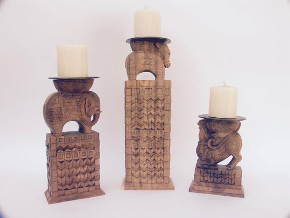 Wood Animal Candleholders