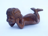 Hand Carved Wood Cherub Sculpture