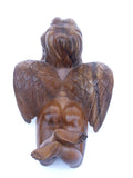 Hand Carved Wood Cherub Sculpture