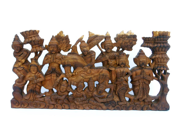 Carved Wood Buddha Relief