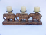 Wood Elephant Candleholder