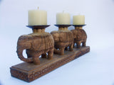 Wood Elephant Candleholder