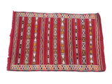 Striped Red Colored Moroccan Rug