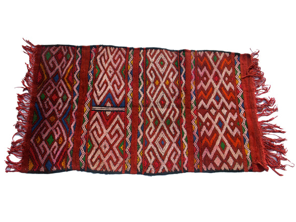 Colorful Geometric Red Colored Moroccan Rug