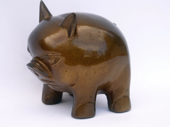 Bronze Pig Figurine